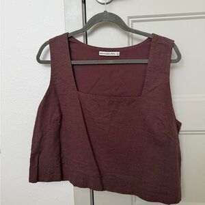 Abercrombie & Fitch Brown Linen Crop Top